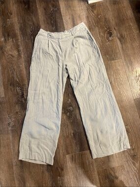 Old Navy Wide Leg Linen Pants Neutral Sage Gray Size Medium Petite